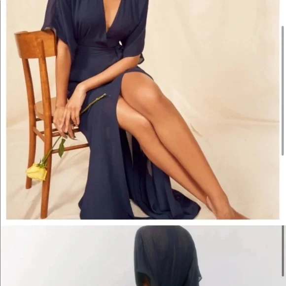 REFORMATION Navy Blue Winslow Maxi Dress New with Tags! - Picture 6 of 11